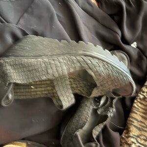 bernie mev. Black Woven Slip-On Shoes